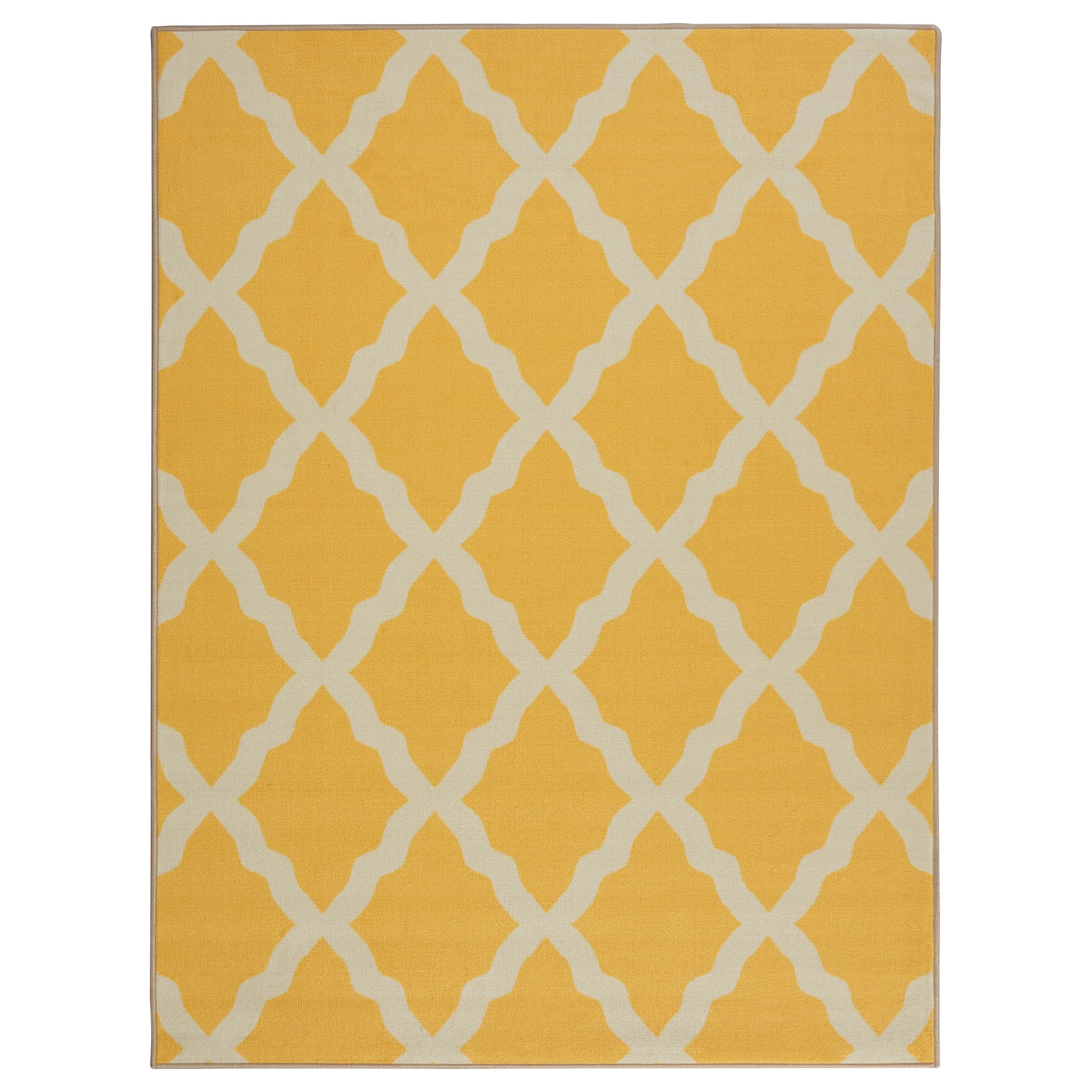 Sweet Home Stores Clifton Non-Slip Rubberback Moroccan Trellis 5x7 Indoor Area Rug, 5' x 6'6", Yellow