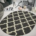 thumbnail image 1 of Sweet Home Stores Cozy Moroccan Trellis Design Contemporary Living & Bedroom Soft Shag Area Rug, 5'3" x 7'0", Charcoal Gray Oval, 1 of 9