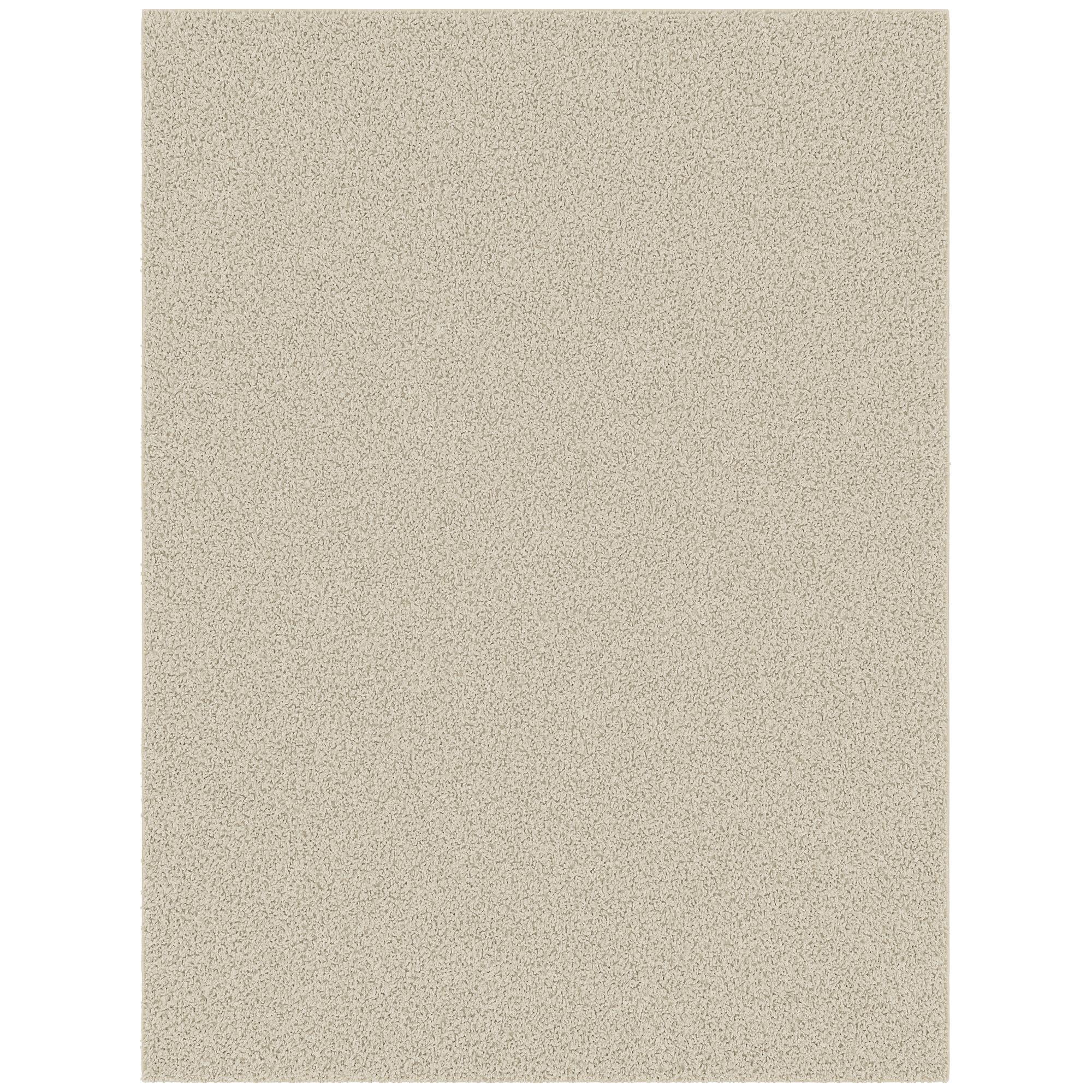 Sweet Home Stores Cozy Non-Slip Rubberback Solid 5x7 Soft Indoor Area Rug, 5' x 7', Cream
