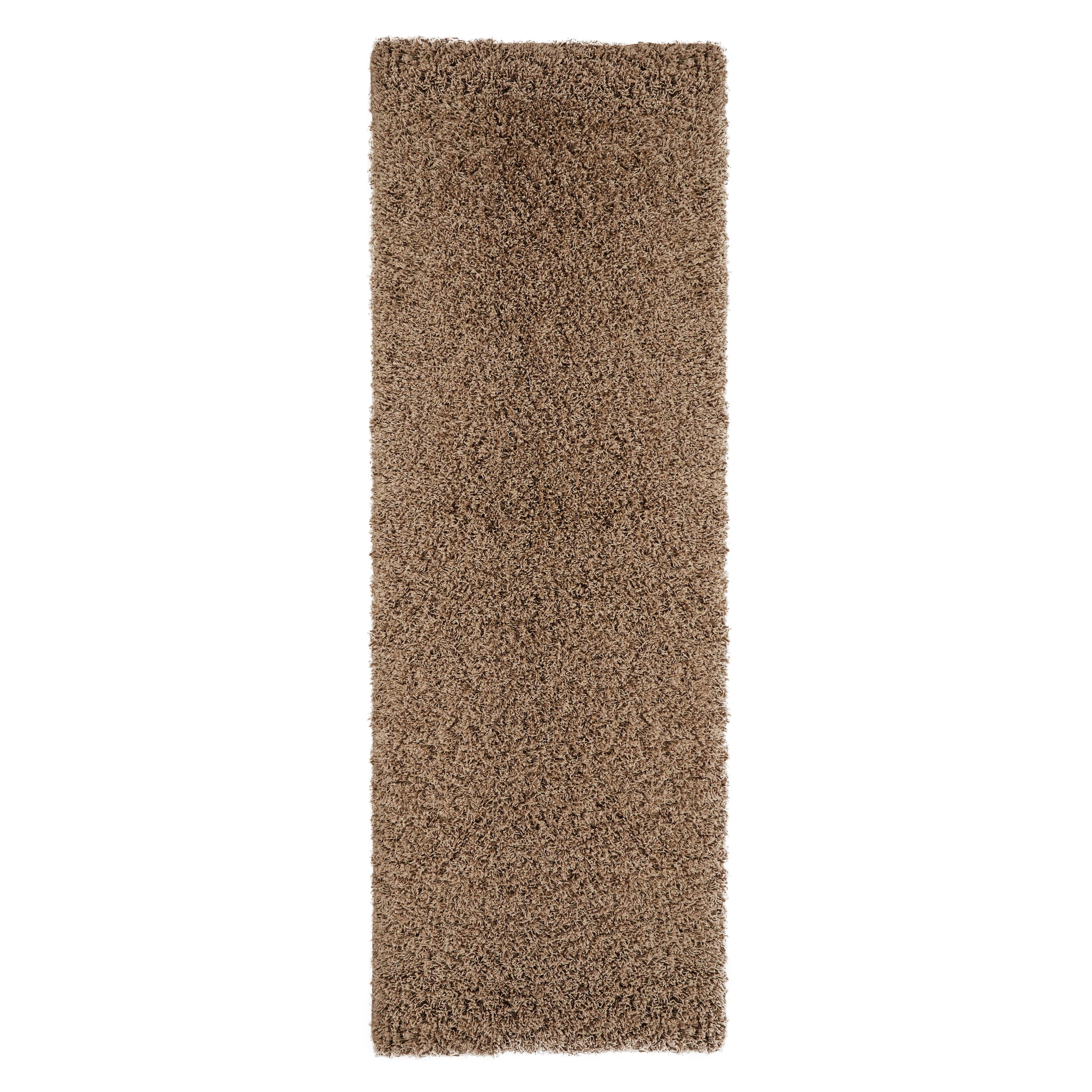 Sweet Home Stores Cozy Solid 2x5 Indoor Shag Runner Rug, 2' x 5', Beige