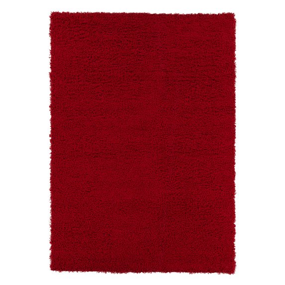 Sweet Home Stores Cozy Solid 5x7 Indoor Shag Area Rug, 5'3" x 6'11", Red