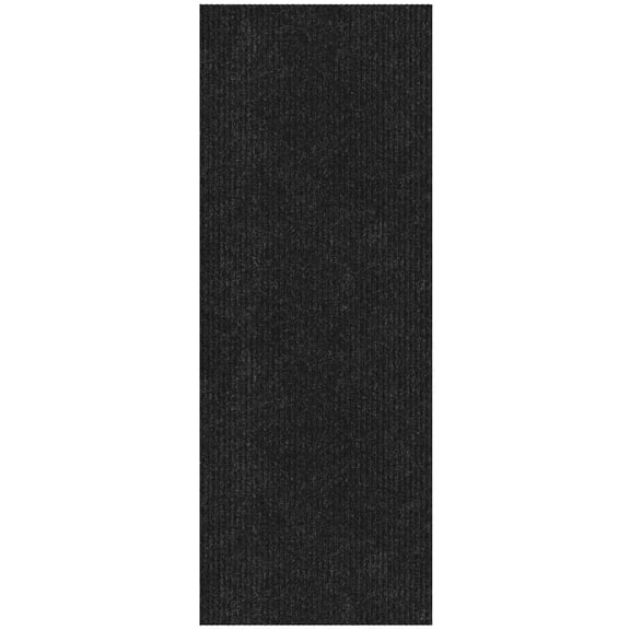 Sweet Home Stores Custom Size Waterproof Non-Slip Rubberback 2x17 Indoor/Outdoor Utility Runner Rug, 2' x 17', Black