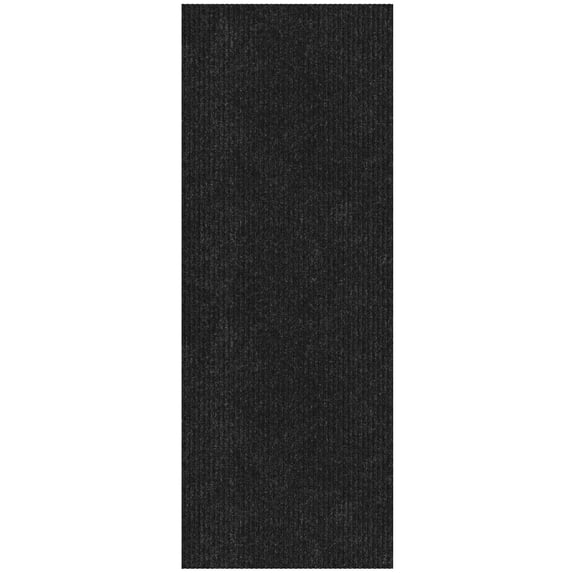 Sweet Home Stores Custom Size Waterproof Non-Slip Rubberback 3x25 Indoor/Outdoor Utility Runner Rug, 2'7" x 25', Black