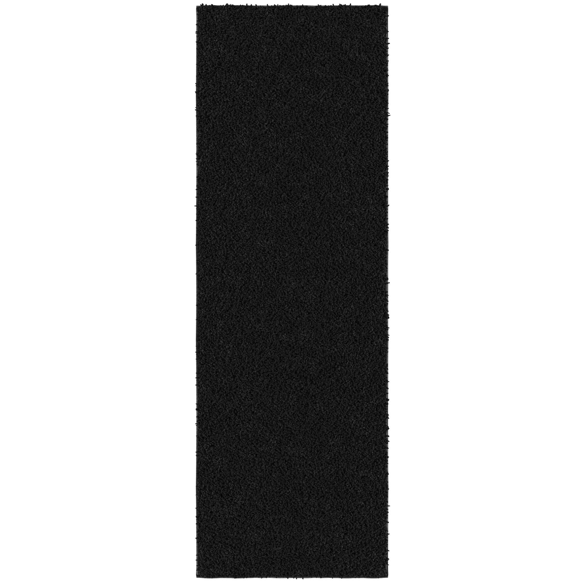 Sweet Home Stores Luxury Non-Slip Rubberback Solid 2x6 Soft Indoor Runner Rug, 2' x 6', Black