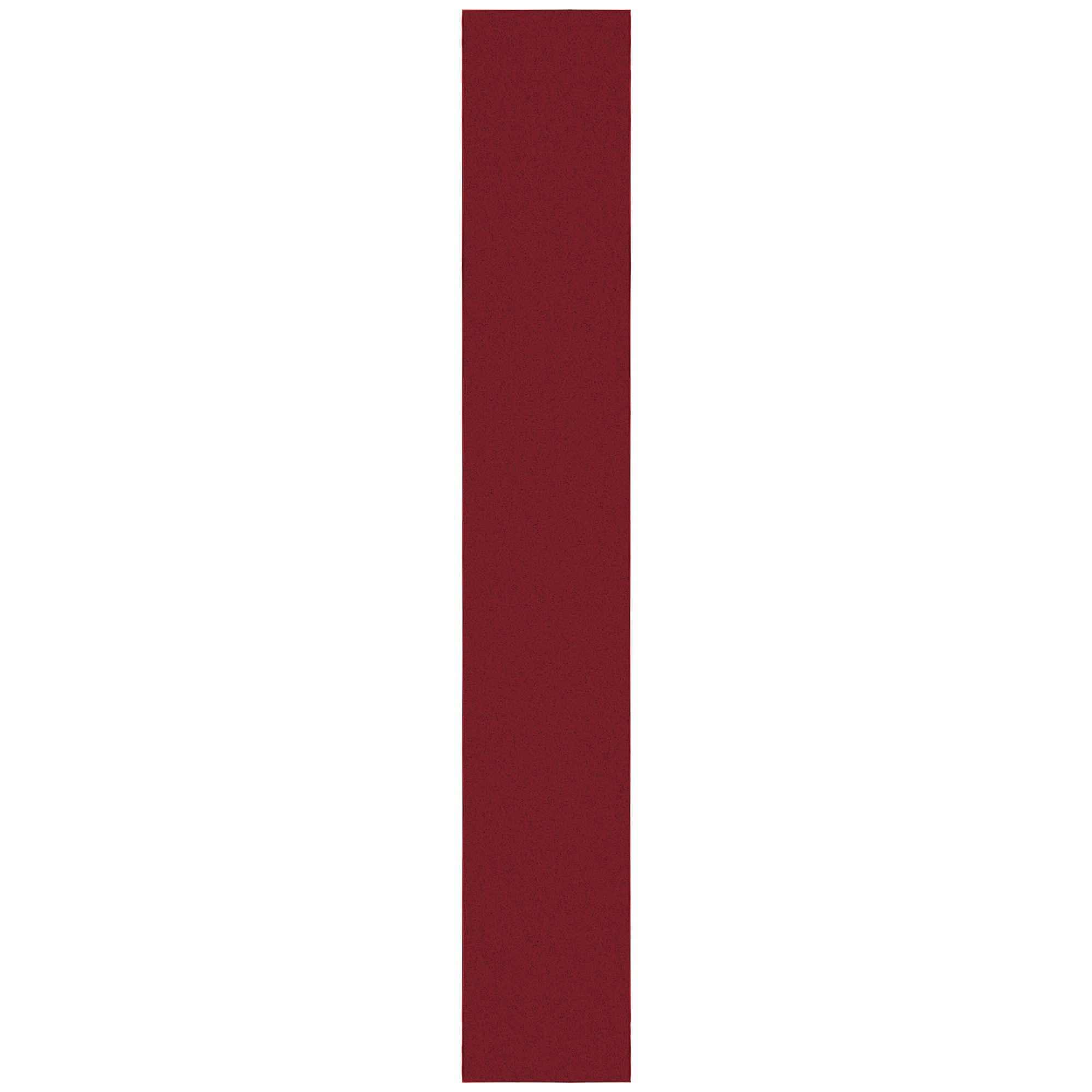 Sweet Home Stores Non-Slip Rubberback Solid 2x12 Runner Rug, 1'10" x 12', Red