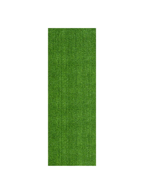 Sweet Home Stores Waterproof 3x10 Indoor/Outdoor Artificial Grass Rug for Patio Pet Deck, 2'7" x 10', Green