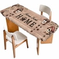 thumbnail image 1 of Sweet Home Table Cloths for 8 Foot Rectangle Tables, Western Stars Bird Houses Brown Wooden Grain Patio Waterproof Elastic Fitted Tablecloths, Washable Rectangular Table Cover for Camping, 1 of 8