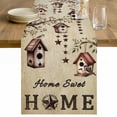 thumbnail image 1 of Sweet Home Table Runner - 70 Inch Long Western Stars Bird Houses Country Vintage Cotton and Linen Blended Dress Scarves Farmhouse Table Runner for Kitchen Dining, Coffee Table, 13" x 70", 1 of 8