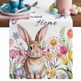 thumbnail image 1 of Sweet Home Table Runner, Easter Bunny Spring Butterflies Flowers Country Leaf Cotton Linen Kitchen Table Decoration Washable Dining Tabletop Runners for Home Party Decor 13x60 Inches, 1 of 9