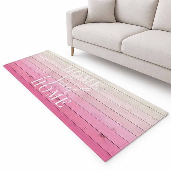 Sweet Home Text Runner Rug 2'x6', Modern Minimalist Pink Planks Wood ...