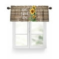 thumbnail image 1 of Sweet Home Valances for Windows Sunflower Vintage Rustic Brown Stripe Wood Board Valance Rod Pocket Short Window Treatments Curtains for Kitchen Bathroom Living Room Bedroom, 42 x 12 Inch, 1 of 7