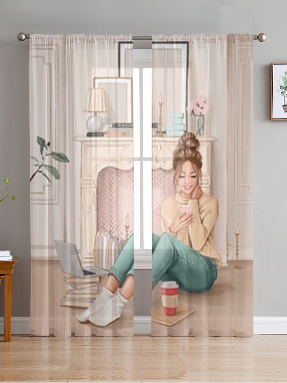 Sweet Home Woman Chiffon Sheer Curtains For Living Room Bedroom Decor