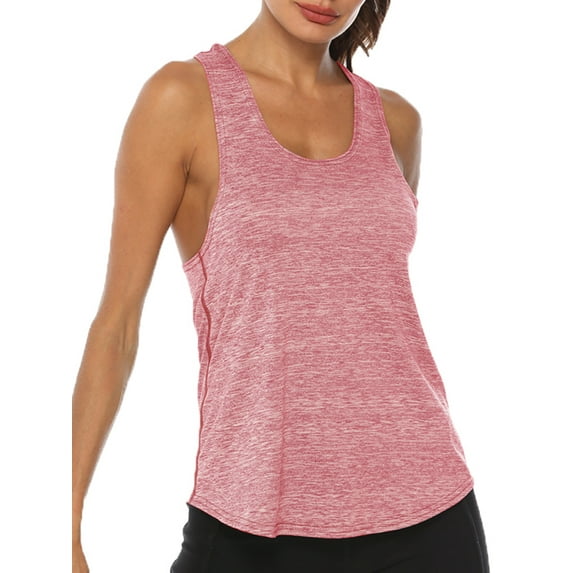 Dewadbow Womens Sports Racer Back Running Vest Sleeveless Fitness Yoga Tank Tops