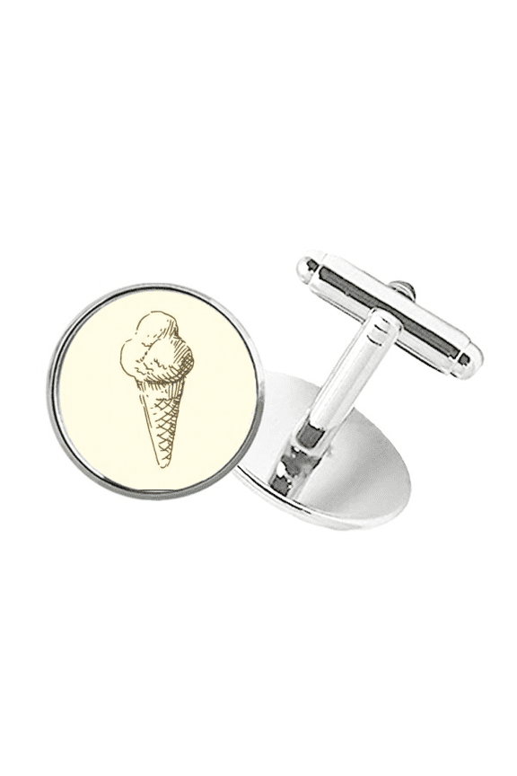 Sweet Ice Hand Drawings Pattern Round Button Cuff Clip Stud Cufflinks