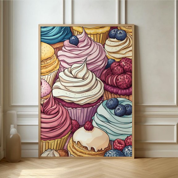 Sweet Indulgence Cupcake Whimsical Dessert Art For A Playful Kitchen Decor