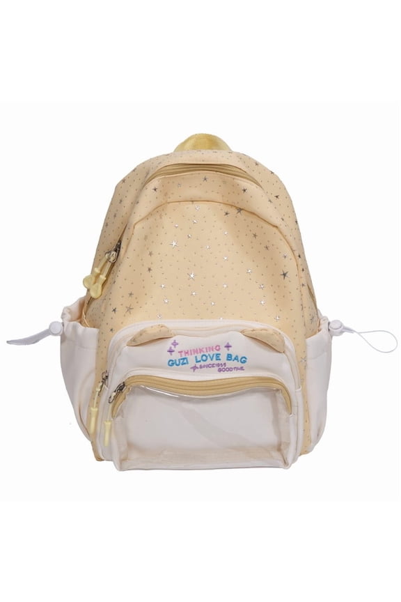Sweet Ita Bag Clear Small Pocket Design Travel Backpack Large Capacity Star Cute School Backpack for Cosplay Events Gifts (Yellow)