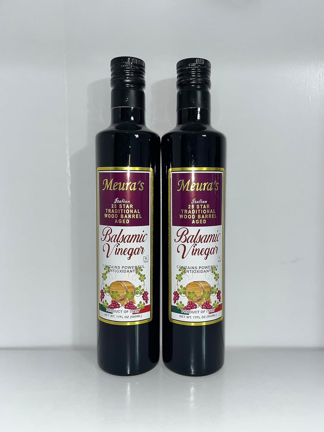 Sweet Italian Aged Balsamic Vinegar, Wood Barrels, Traditional Style, 25 Stars Kosher, 500 ML By