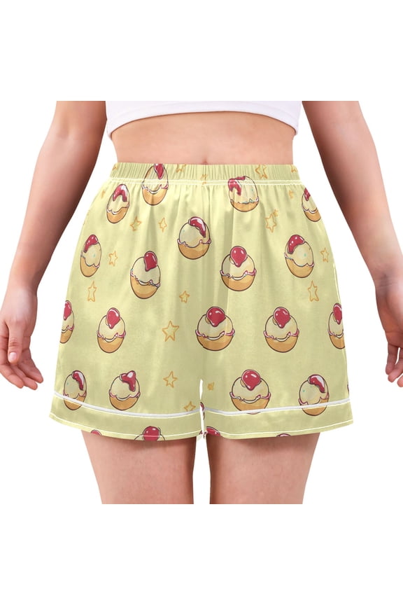 Sweet Jam Buns Women's Pajama Shorts Silky Satin Casual Lounge Sleep Zero Pressure