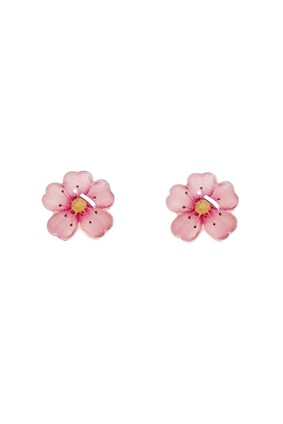 Sweet Japanese-Style Sakura Stud Earrings Petite & Cute Floral Clip-ons for Spring & Summer
