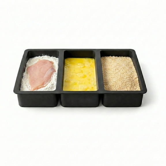 Sweet Jojo Designs 3 Sectioned Chicken Breading Tray Silicone Cookware & Breading Station Dredging Pan