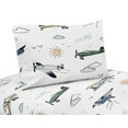 thumbnail image 1 of Sweet Jojo Designs Airplane Green and Blue Boy 4 Piece Queen Size Sheet Set, 1 of 5