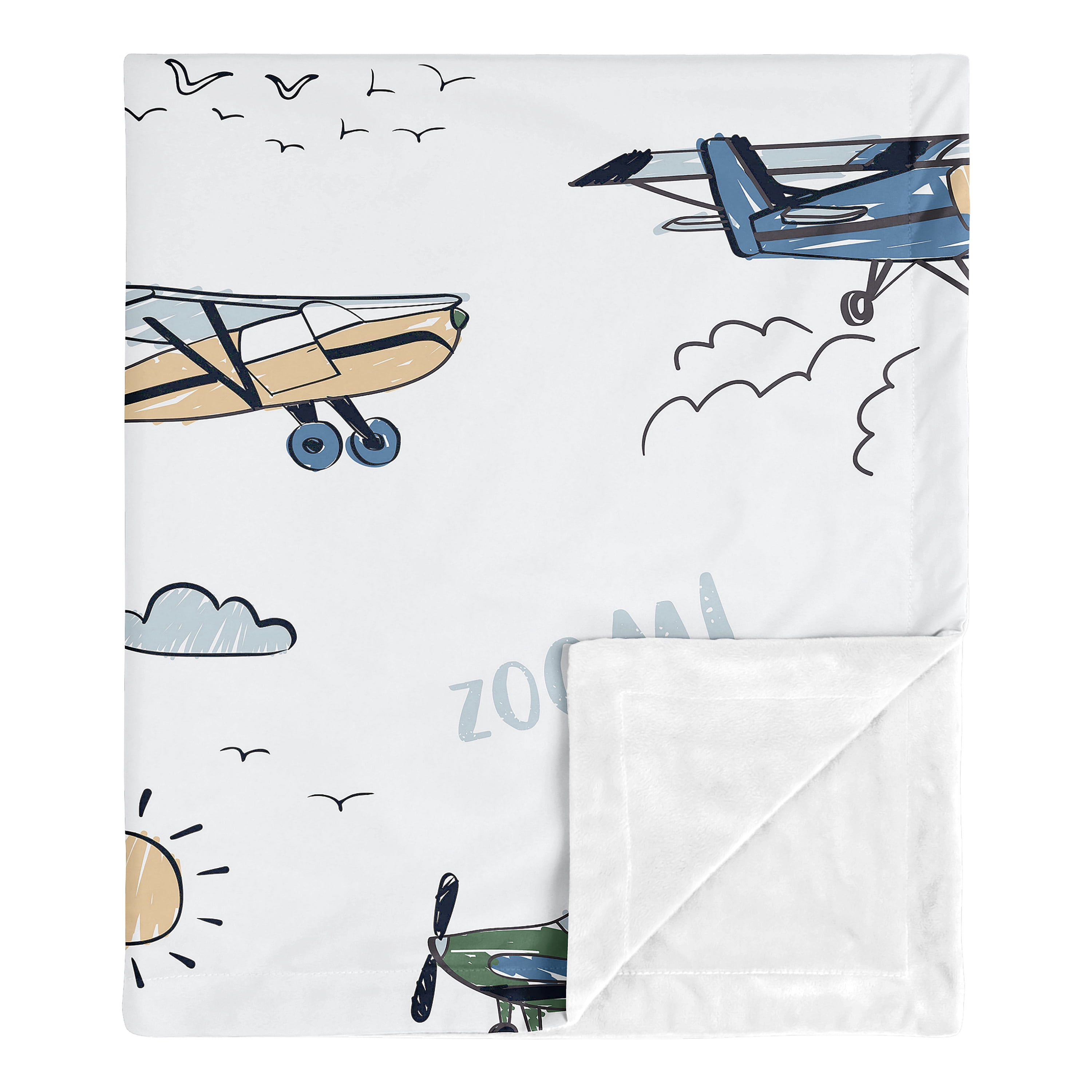 Sweet Jojo Designs Airplane Green and Blue Boy Baby Security Blanket