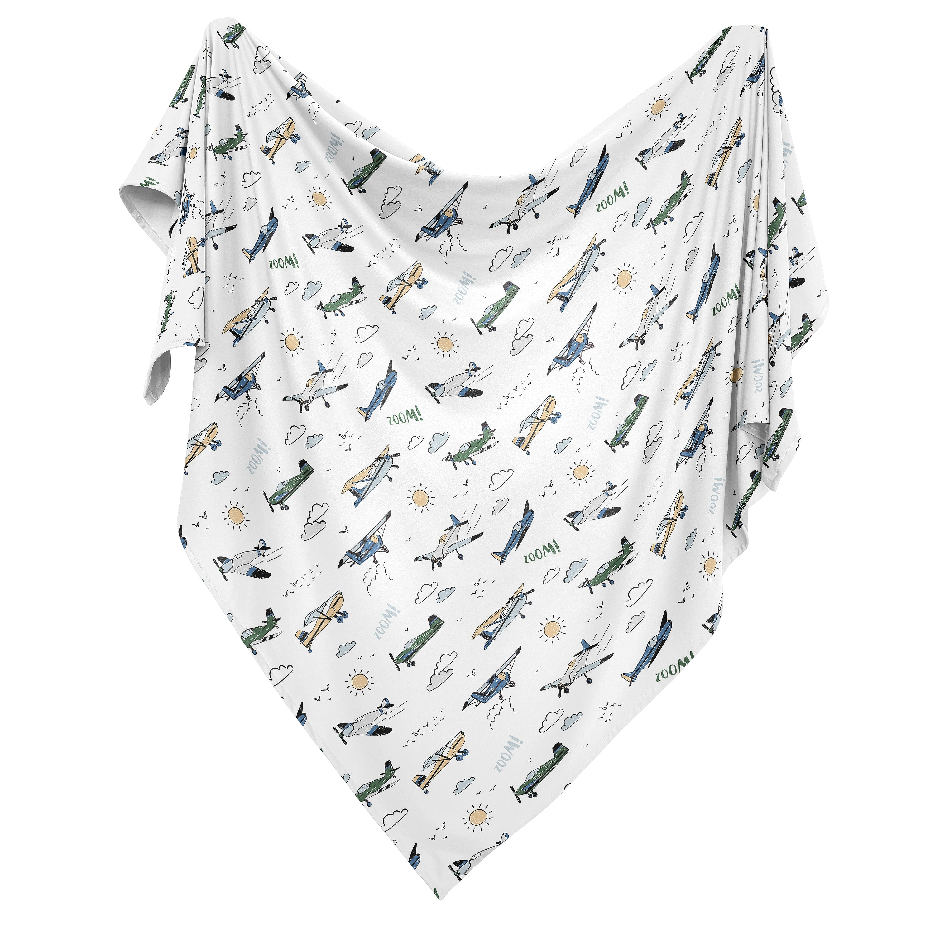 Sweet Jojo Designs Airplane Green and Blue Boy Baby Swaddle Blanket
