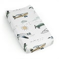 thumbnail image 1 of Sweet Jojo Designs Airplane Green and Blue Boy Changing Pad Cover Sheet, 1 of 6