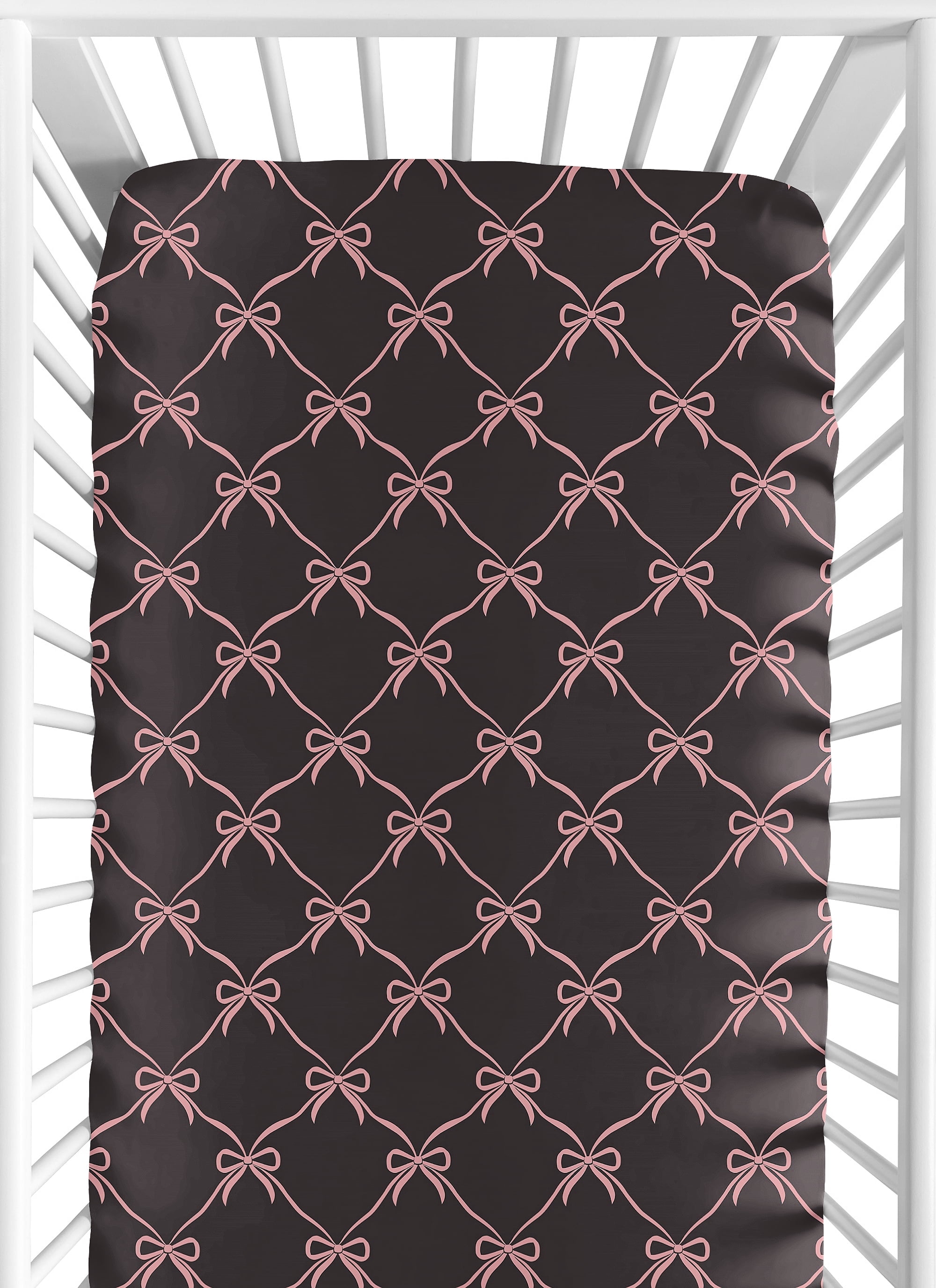 Sweet Jojo Designs Ballerina and Ballet Bows Black Girl Fitted Crib Sheet
