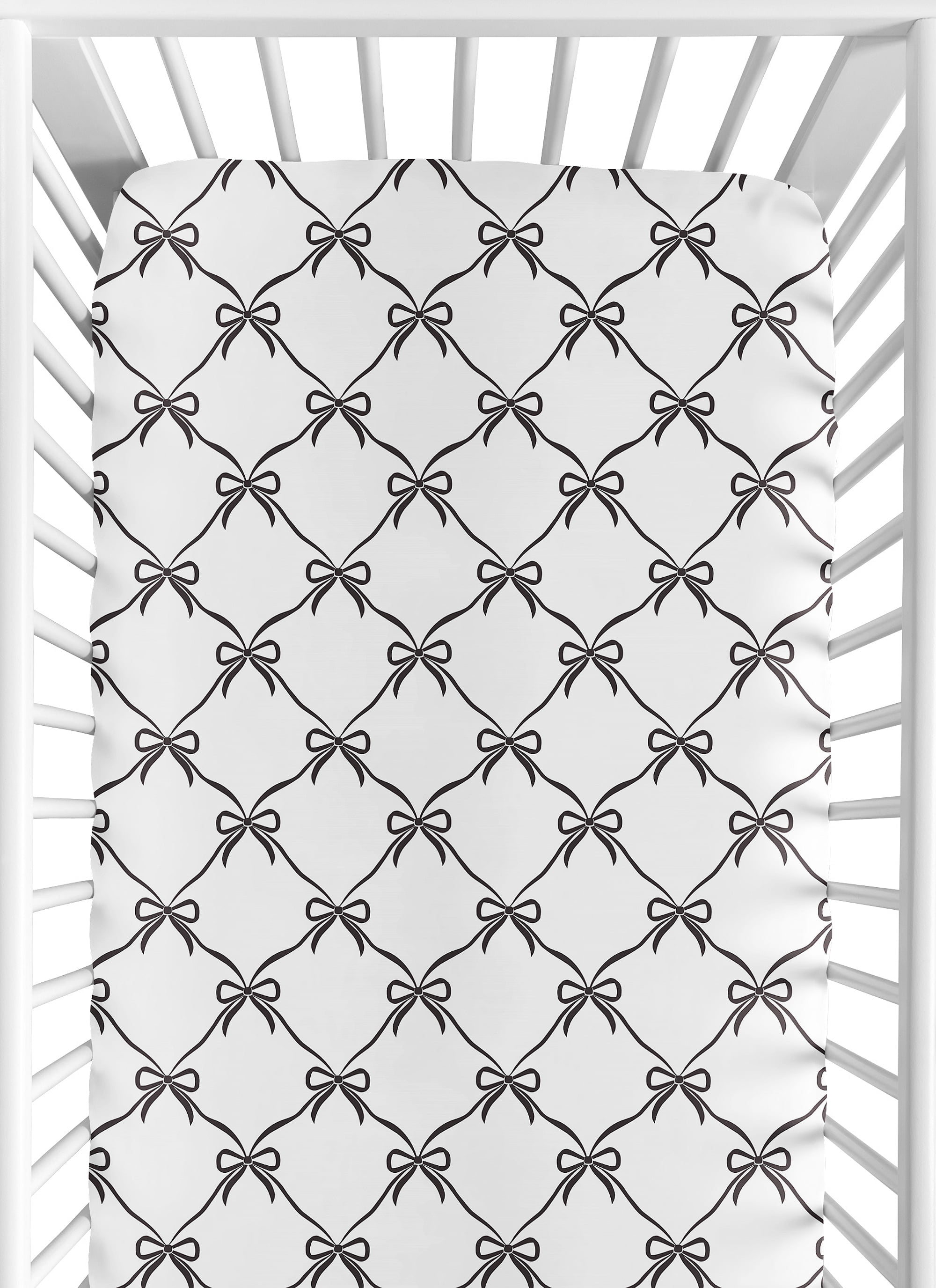 Sweet Jojo Designs Ballerina and Ballet Bows Black Girl Fitted Crib Sheet