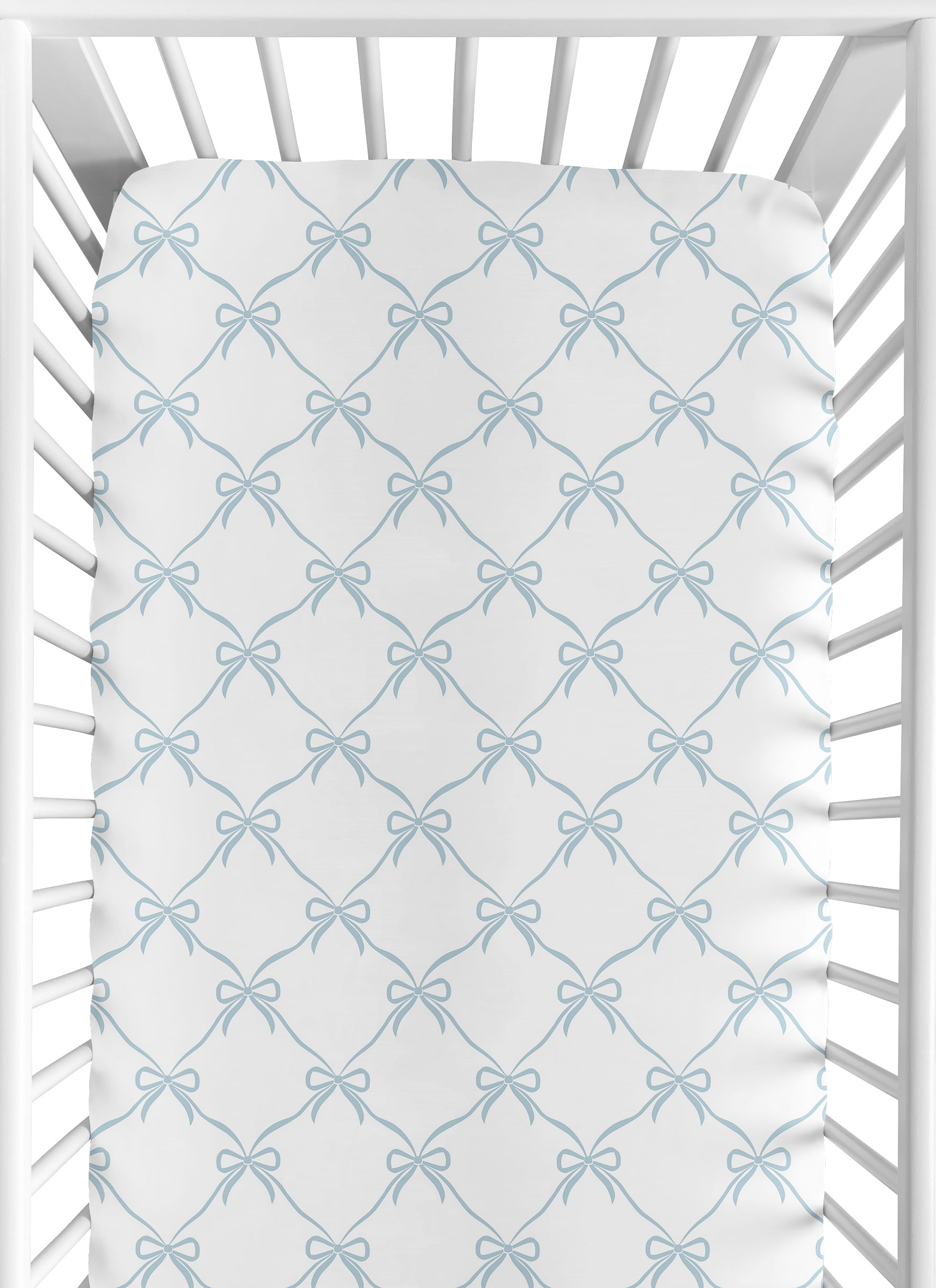 Sweet Jojo Designs Ballerina and Ballet Bows Blue Girl Fitted Crib Sheet