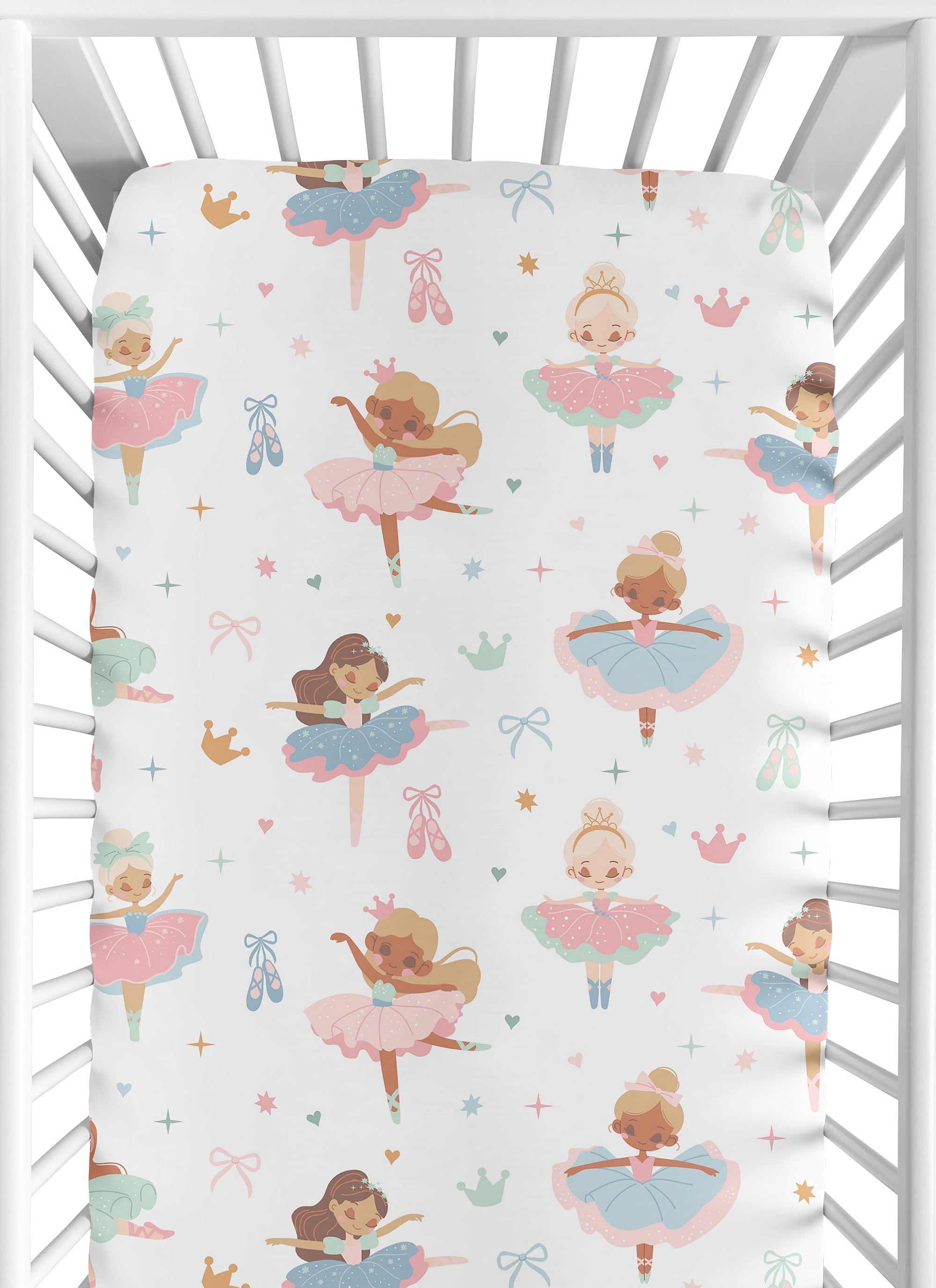 Sweet Jojo Designs Ballerina and Ballet Bows Girl Fitted Crib Sheet