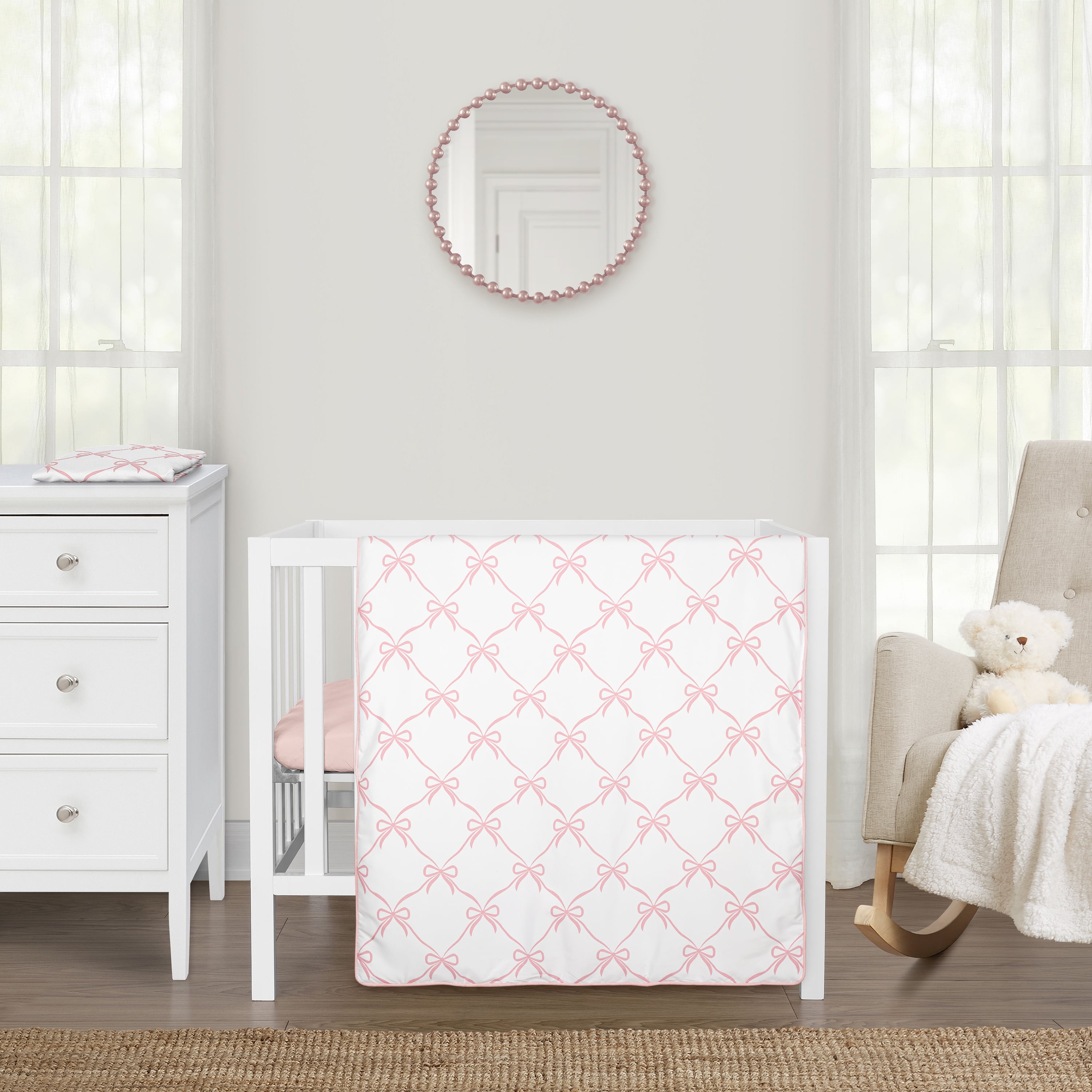 Sweet Jojo Designs Ballerina and Ballet Bows Girl Mini Crib Bedding Set 3 Piece