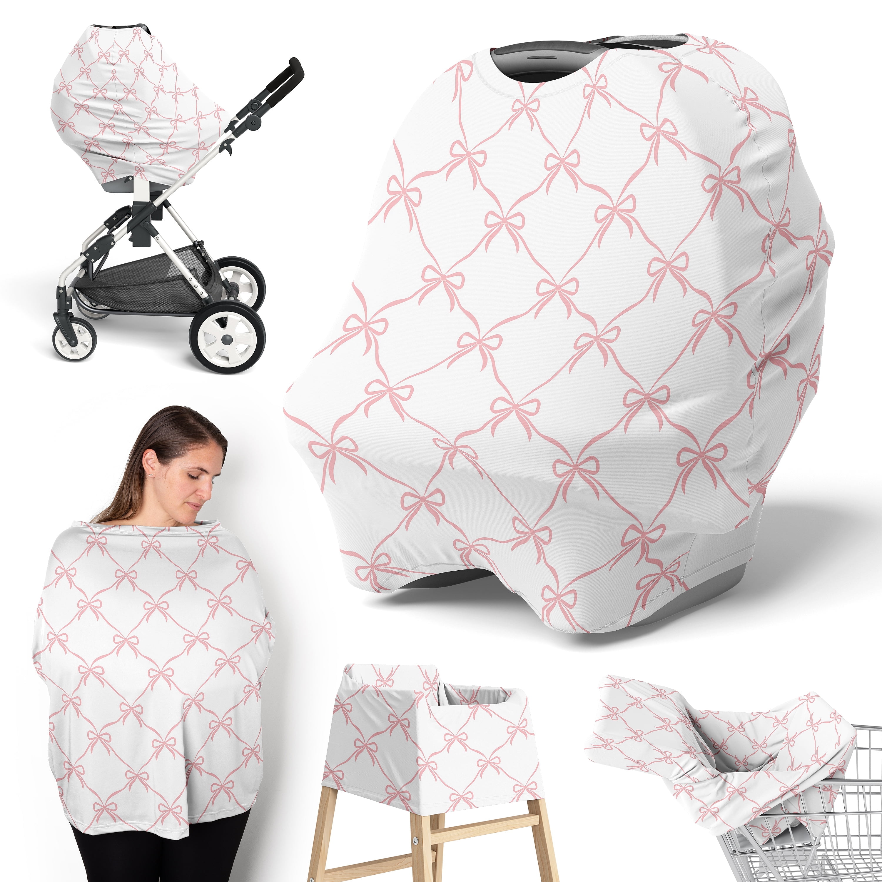 Sweet Jojo Designs Ballerina and Ballet Bows Girl Multi Use Baby Car Seat and Nursing Cover