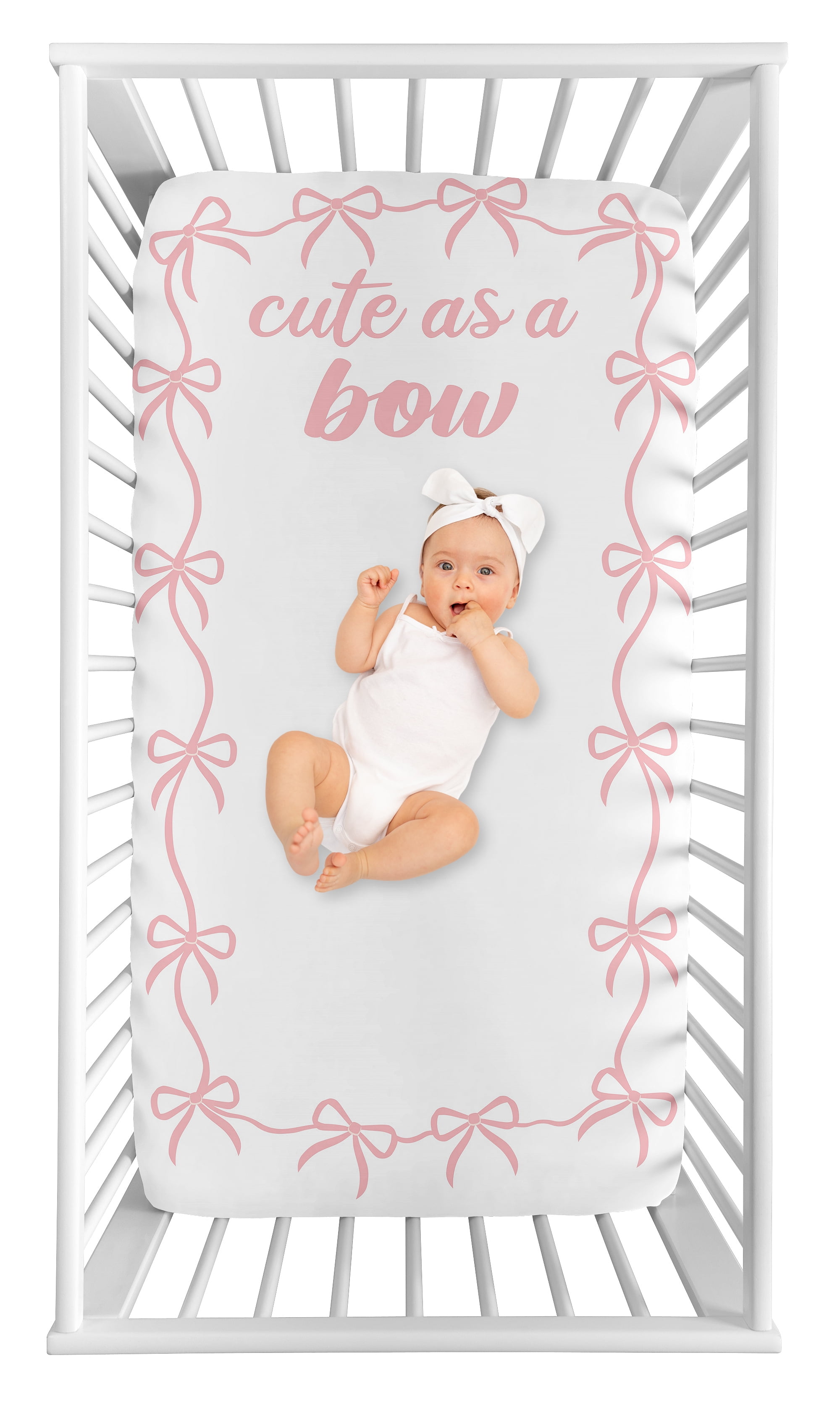Sweet Jojo Designs Ballerina and Ballet Bows Girl Photo Op Fitted Crib Sheet