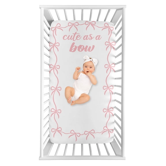 Sweet Jojo Designs Ballerina and Ballet Bows Girl Photo Op Fitted Crib Sheet