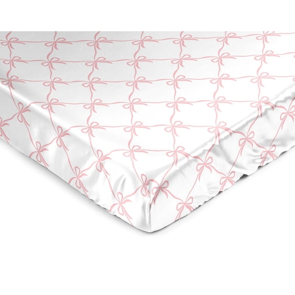 Sweet Jojo Designs Ballerina and Ballet Bows Girl Satin Fitted Crib Sheet