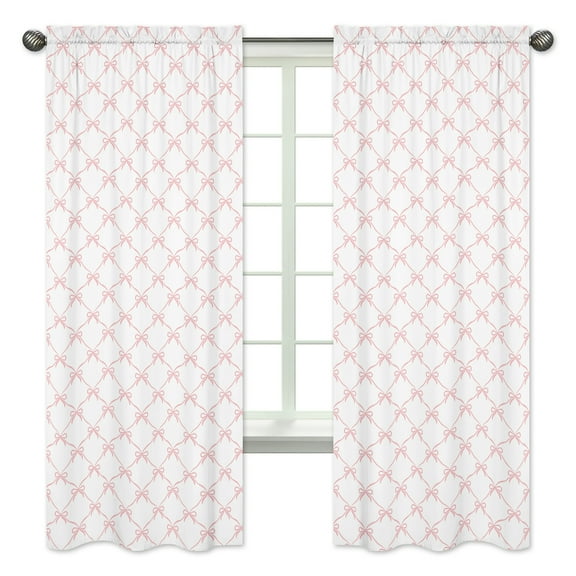Sweet Jojo Designs Ballerina and Ballet Bows Girl Semi-Sheer Rod Pocket Curtain Panels Drapes Set 2 Piece