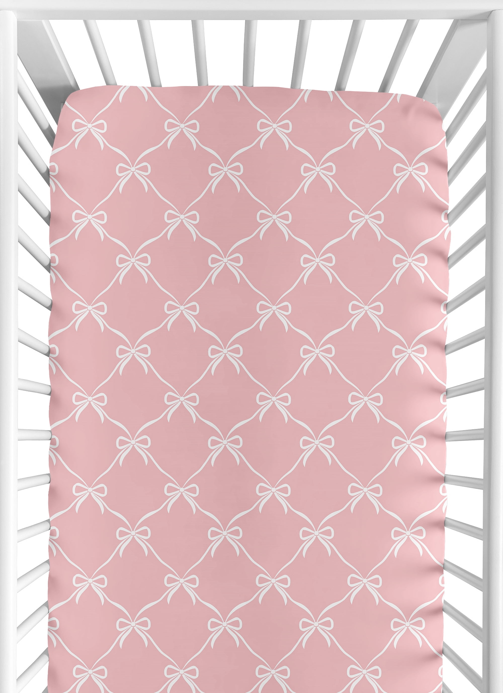 Sweet Jojo Designs Ballerina and Ballet Bows Pink Girls Fitted Crib Sheet