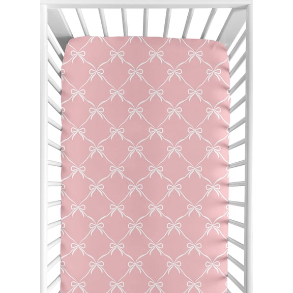 Sweet Jojo Designs Ballerina and Ballet Bows Pink Girls Fitted Crib Sheet