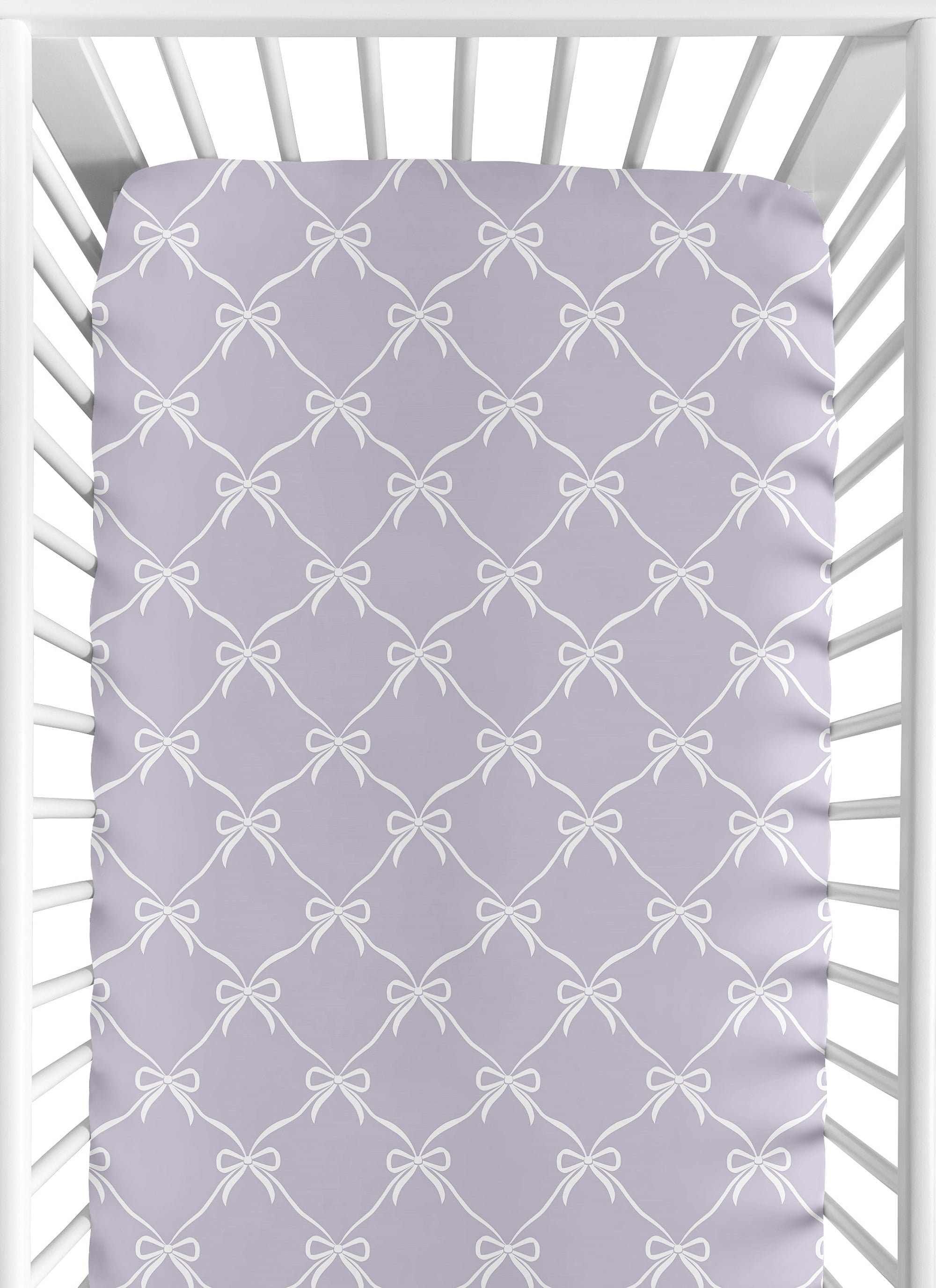 Sweet Jojo Designs Ballerina and Ballet Bows Purple Girls Fitted Crib Sheet