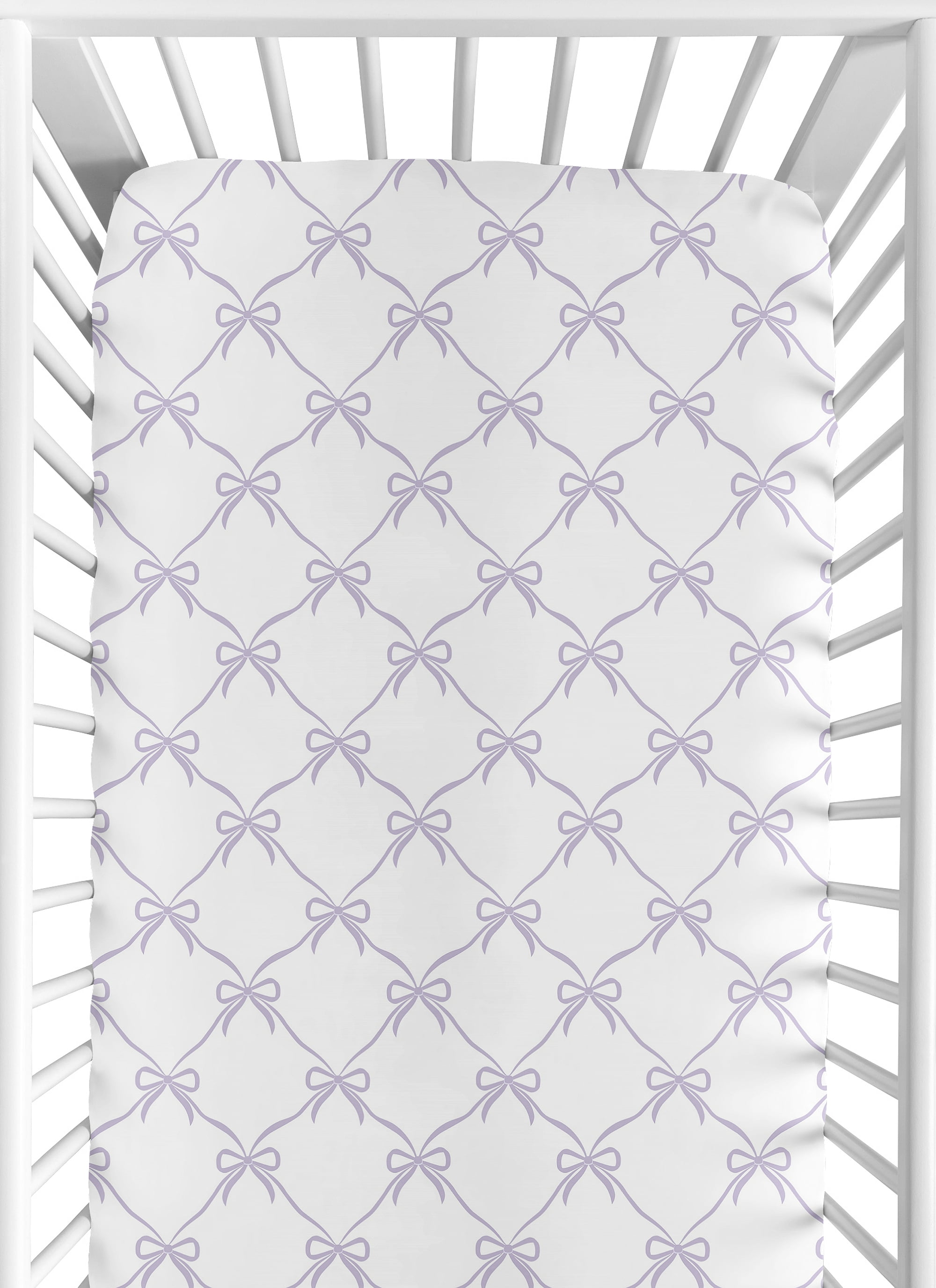 Sweet Jojo Designs Ballerina and Ballet Bows Purple Girls Fitted Crib Sheet