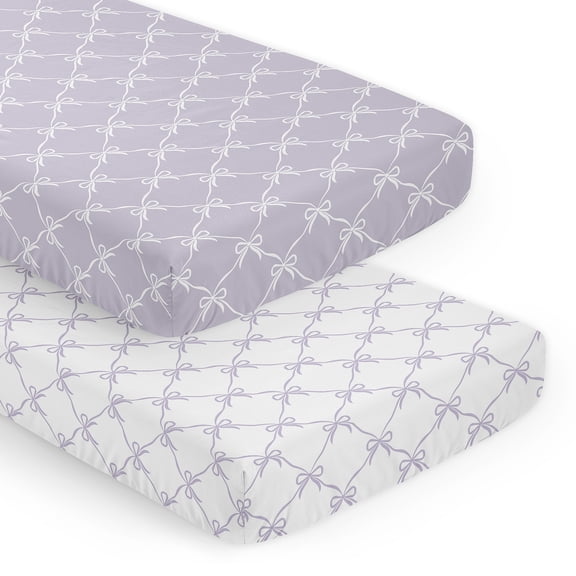 Sweet Jojo Designs Ballerina and Ballet Bows Purple Girls Fitted Crib Sheets Set 2 Piece
