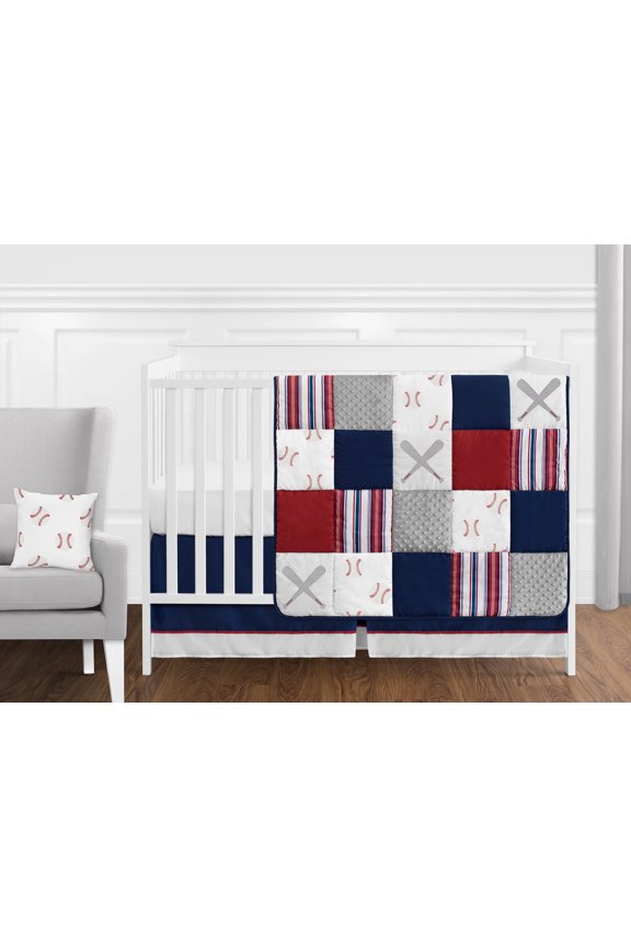 Baseball Patch Red White and Blue 11 Piece Crib Bedding Set