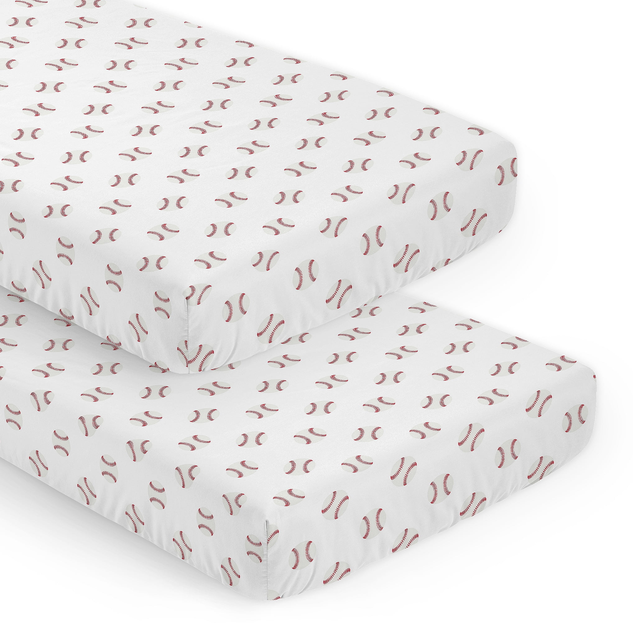 Sweet Jojo Designs Baseball Patch Red and White Fitted Crib Sheets 2 Piece Set