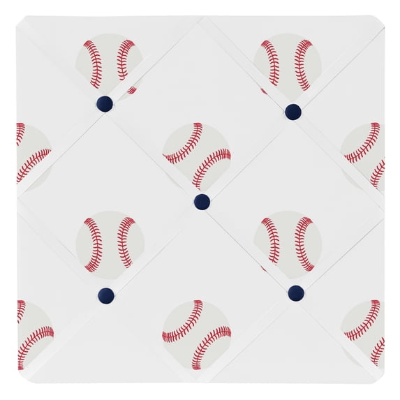 Sweet Jojo Designs Baseball Patch Red and White Photo Memo Board