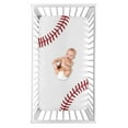 thumbnail image 1 of Sweet Jojo Designs Baseball Patch Red and White Photo Op Fitted Crib Sheet, 1 of 3