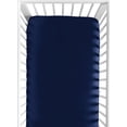 thumbnail image 1 of Sweet Jojo Designs Baseball Patch Solid Navy Blue Fitted Crib Sheet, 1 of 6