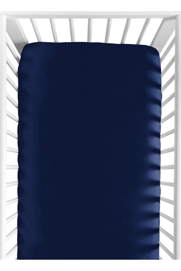 Baseball Patch Solid Navy Blue Fitted Crib Sheet