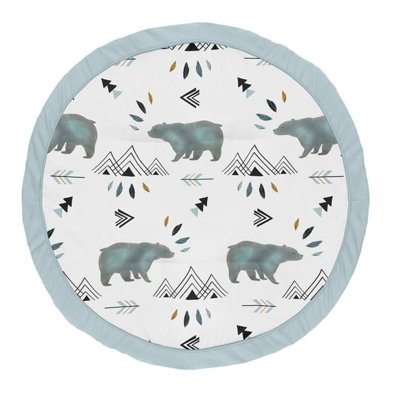 Sweet Jojo Designs Bear Mountain Blue Black and White Baby Play Mat